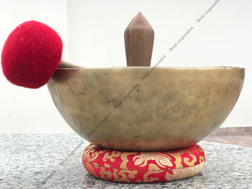 12 Inch Antique Tibetan Singing Bowl with Mallet | Meditation Bowl | Chakra Bowl | Yoga Singing Bowl | Mental Health Gift | Self-Care Gift - FWOSI